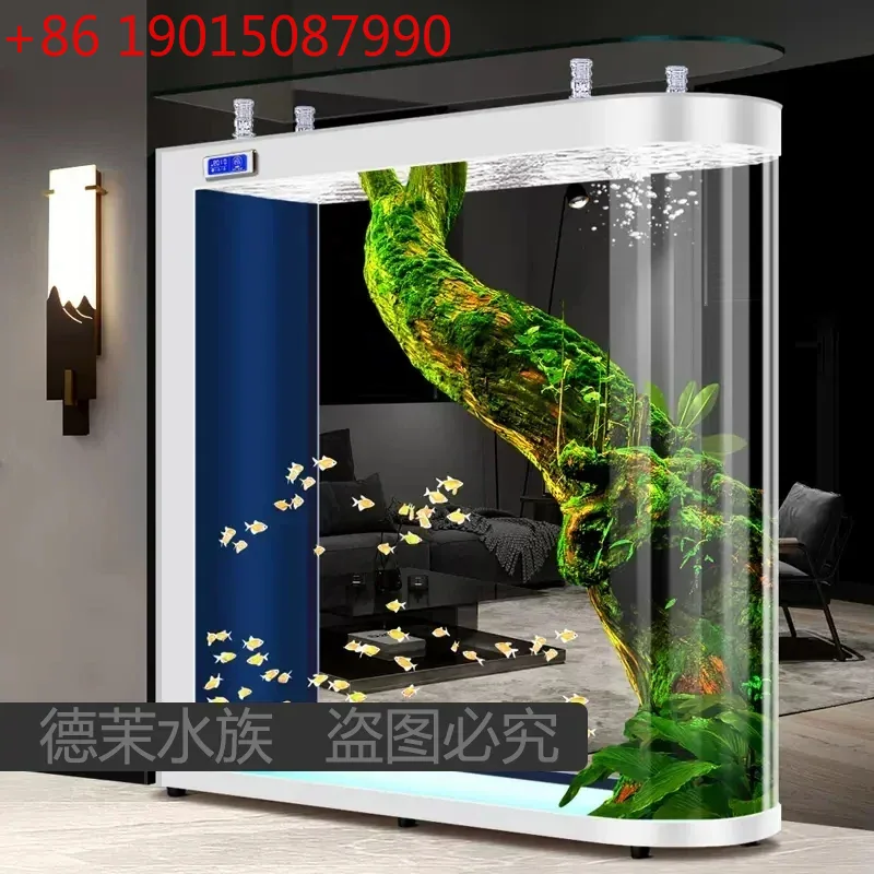 Aquarium Xl - Floor-to-ceiling glass fish tank living room