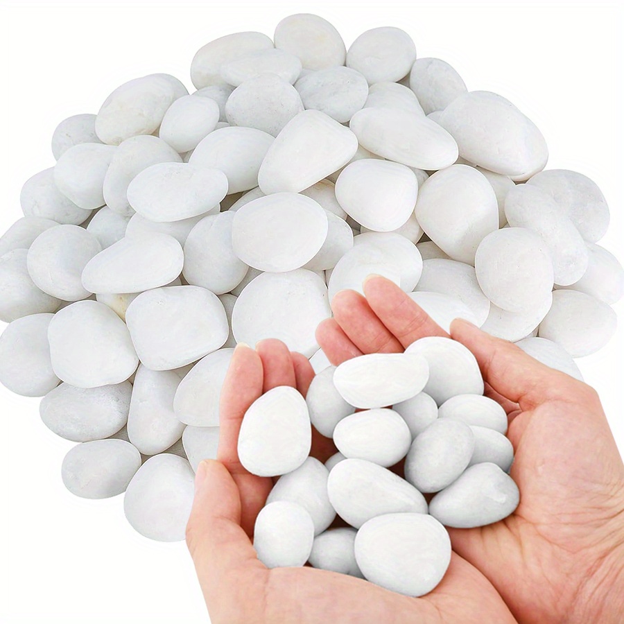 Aquarium Fish Farm - 200/400g White High Polished Natural Pebbles