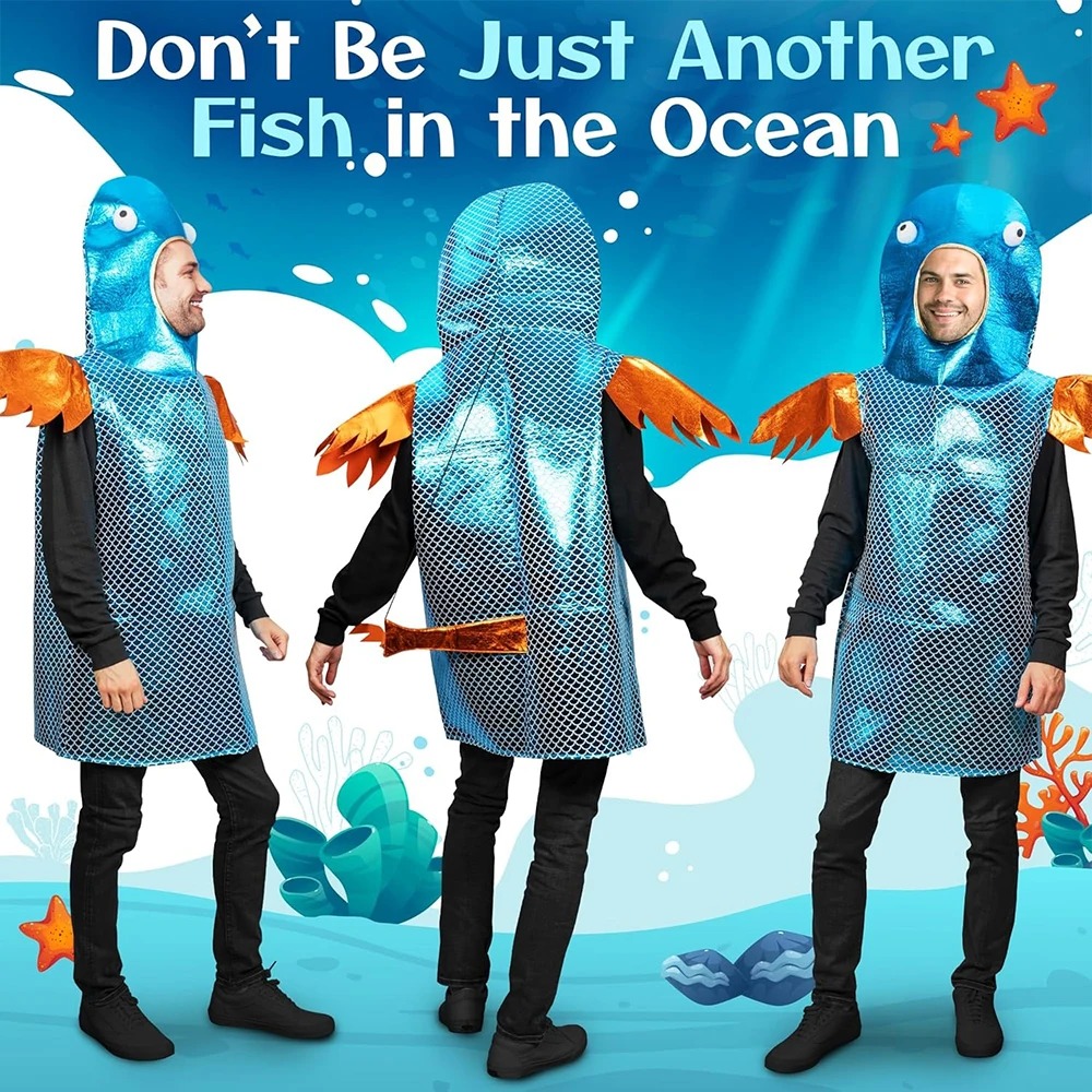 Shiny Blue Fish Costume Metall - Aquarium Fish Yellow recension och pris